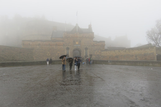 Looking back at the castle entrance