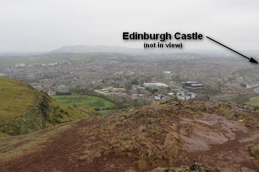 View from Arthur's Seat (captured between horizontal raindrops)